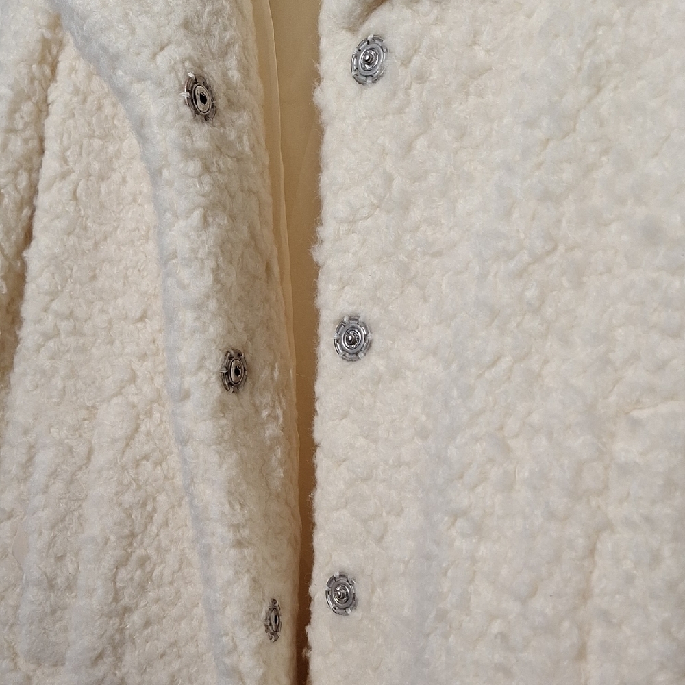 Cream Teddy Jacket, Faux Fur, Oversized Celebrity Pink Sz 4, NWT - Picture 8 of 12